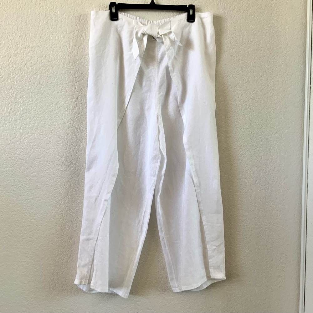 Lands’ End, Linen, Mock Wrap-a-Round Pareto Pants, L (14-16)